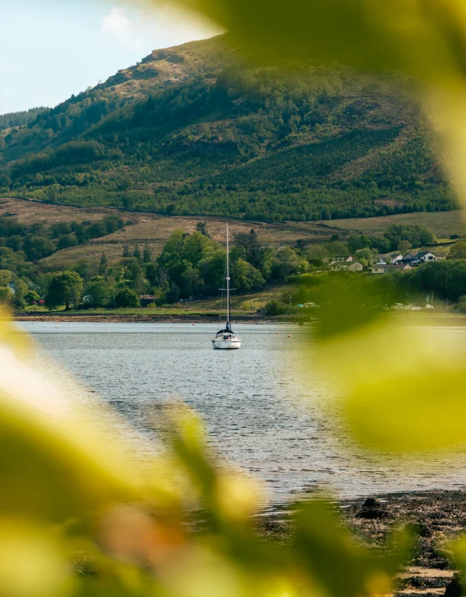 Loch and hillside views at Drimsynie Estate
