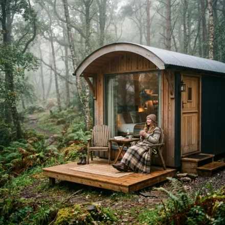 Glamping pod set among trees at an Argyll holiday park